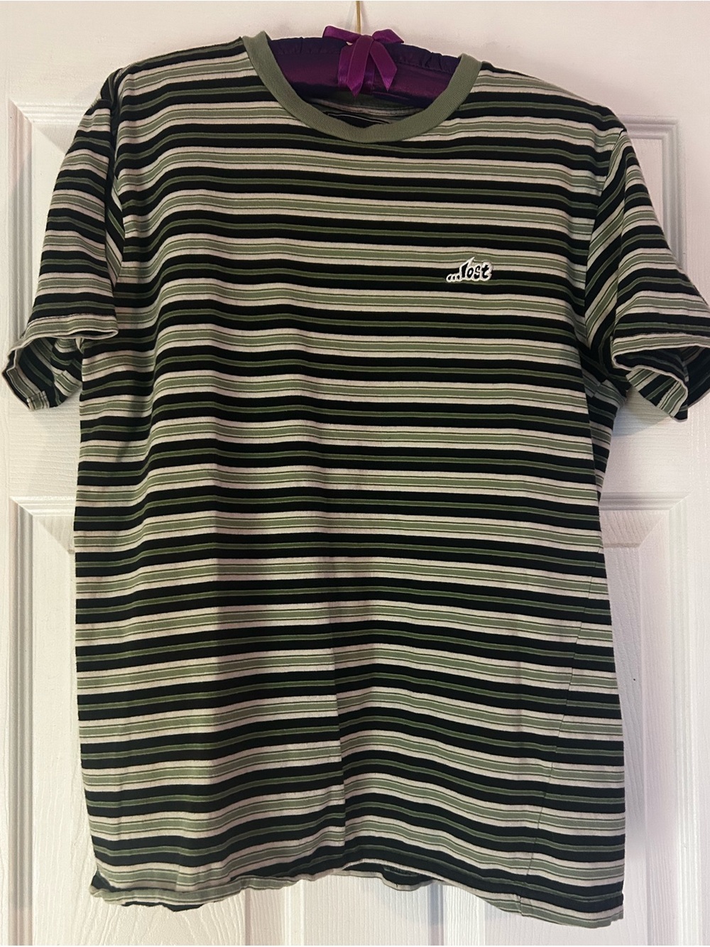 Lost brand Green and Black Striped Short Sleeve Tee